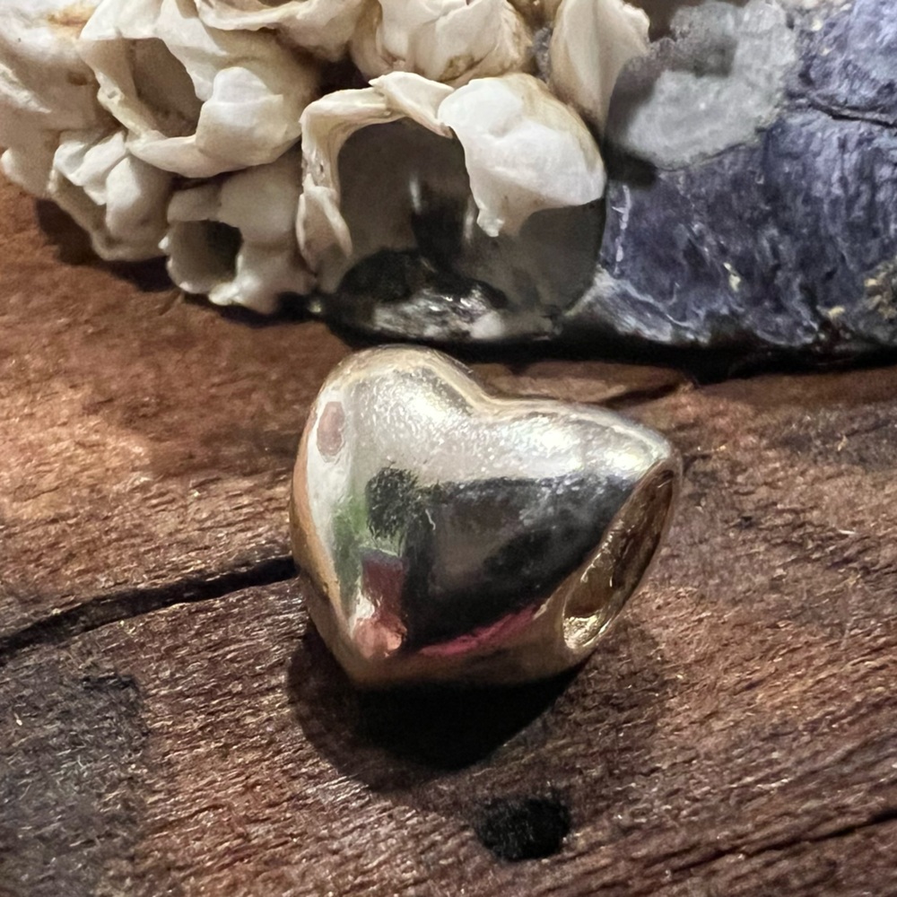 European 925 Bead Large Smooth Heart Charm Sterling Silver Valentine’s Day Love
